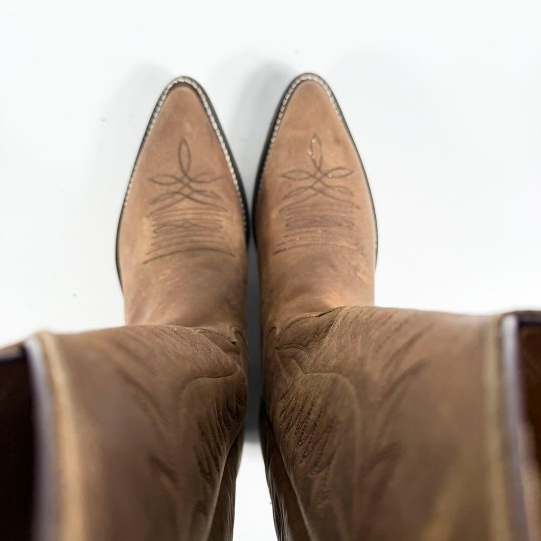 【美品】Justin ジャスティン ウエスタンブーツ（7,5）革靴　刺繍 茶