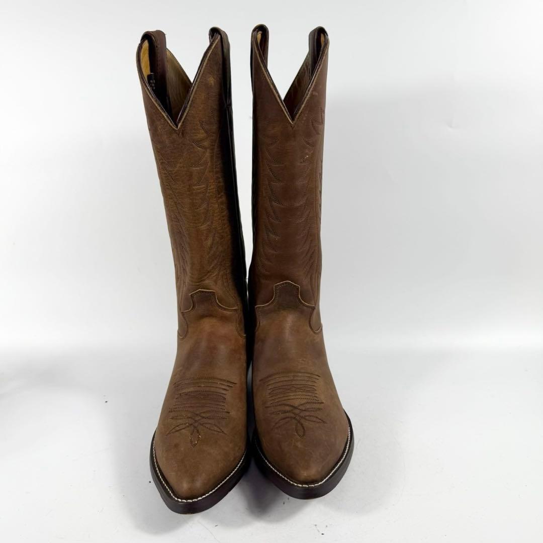 【美品】Justin ジャスティン ウエスタンブーツ（7,5）革靴　刺繍 茶