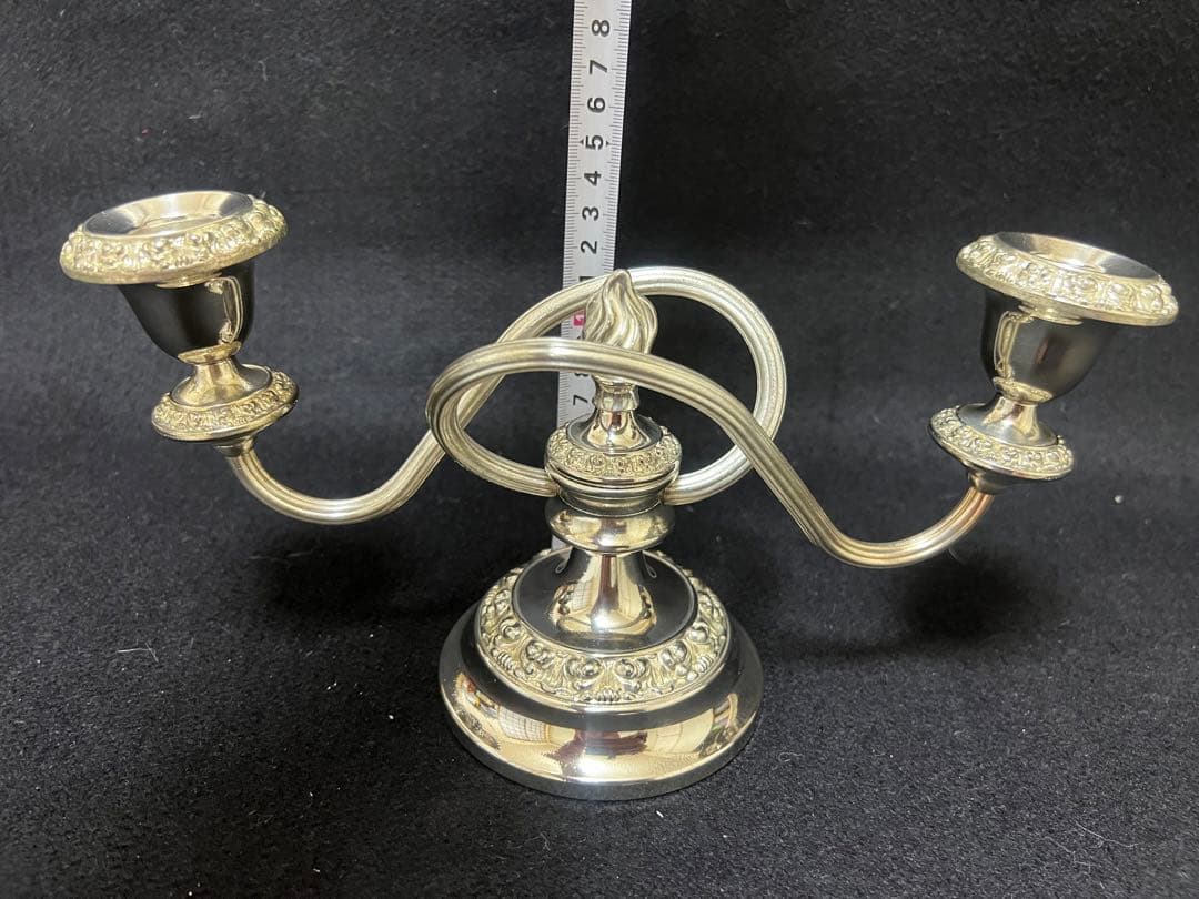 イギリスアンティーク銀シルバープレート製キャンドルスタンド1960年代現状品のみ