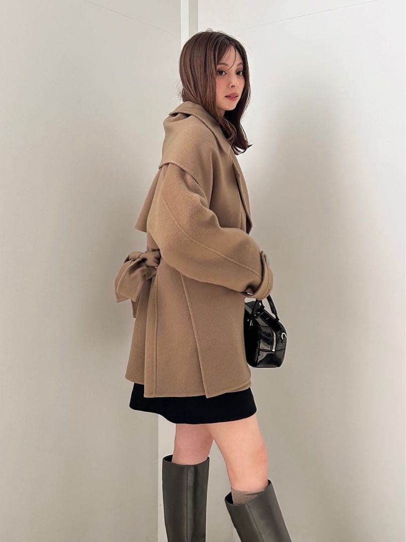 SNIDEL スナイデル スカーフ付きウールミドルコート