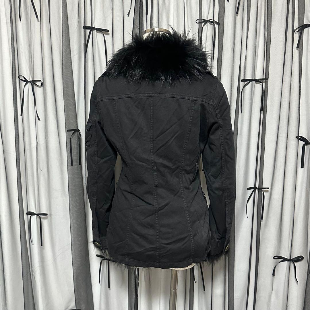 平成ギャル y2k　リアルファー　ミニタリージャケット　ダークコア　グランジ