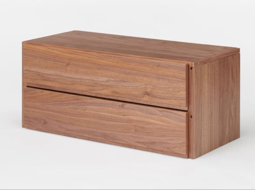 スチールユニットシェルフ用 ボックス 引出し2段 ウォールナット材突板　無印良品