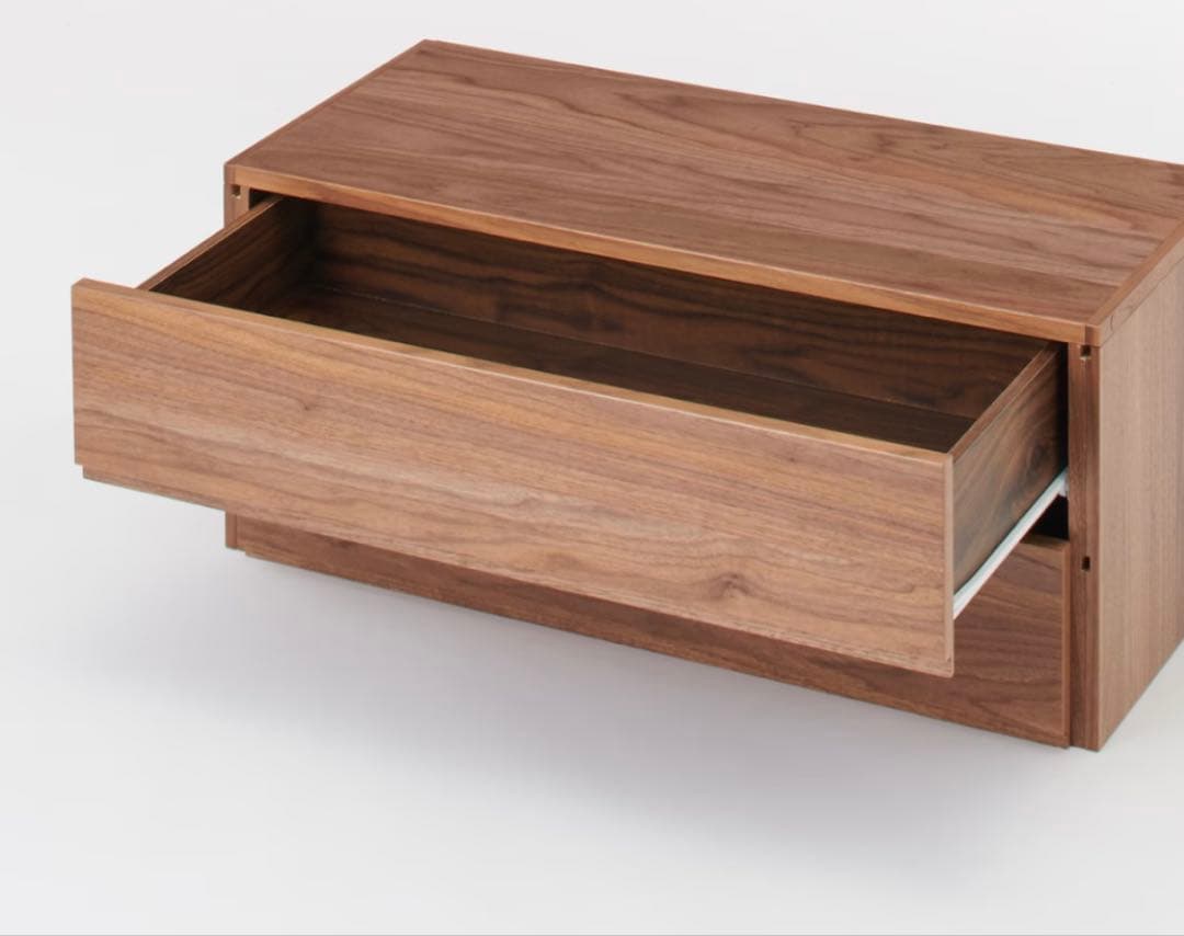 スチールユニットシェルフ用 ボックス 引出し2段 ウォールナット材突板　無印良品