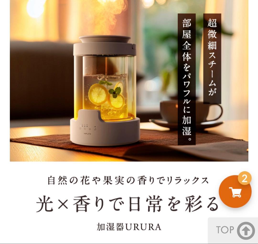 加湿器 URURA スチーム式 500ml/h 3L