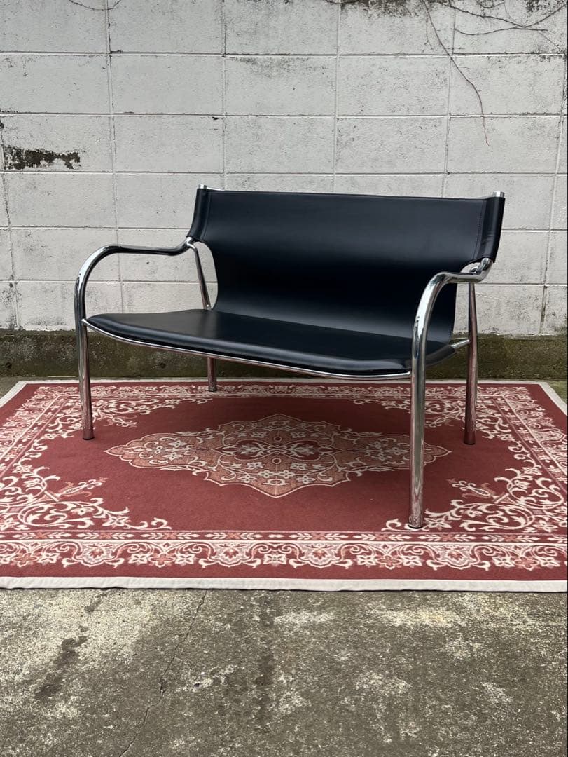 モダンデザイン◾️本革イタリアンレザー座面 2シーター ソファ チェア 2人掛け