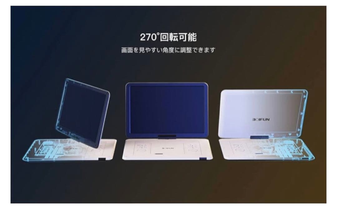 BOIFUN 15.6インチポータブルDVDプレーヤー　LED液晶