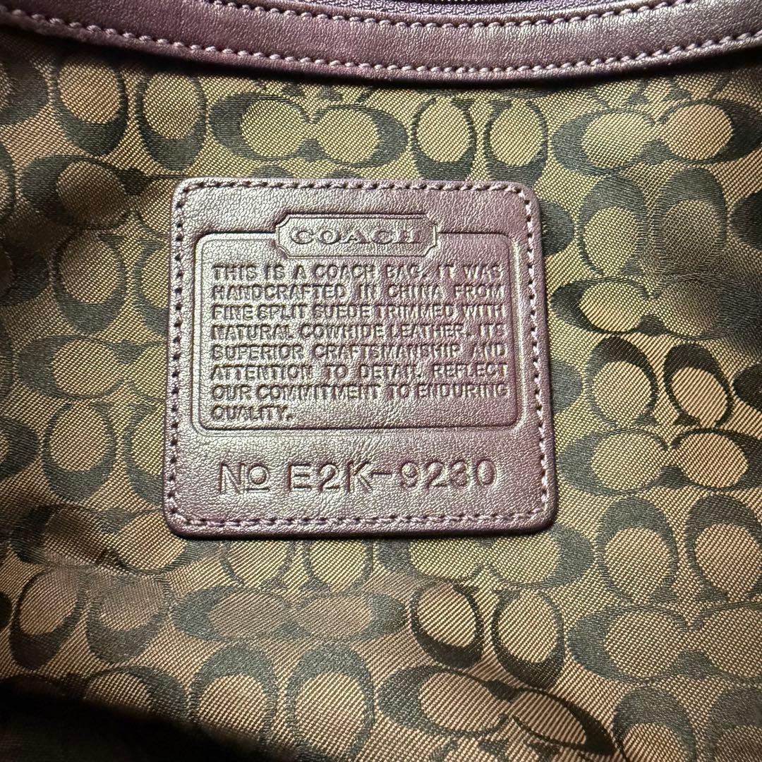 コーチ スエード エルゴ ショルダーバッグ パーチワーク ボルドー