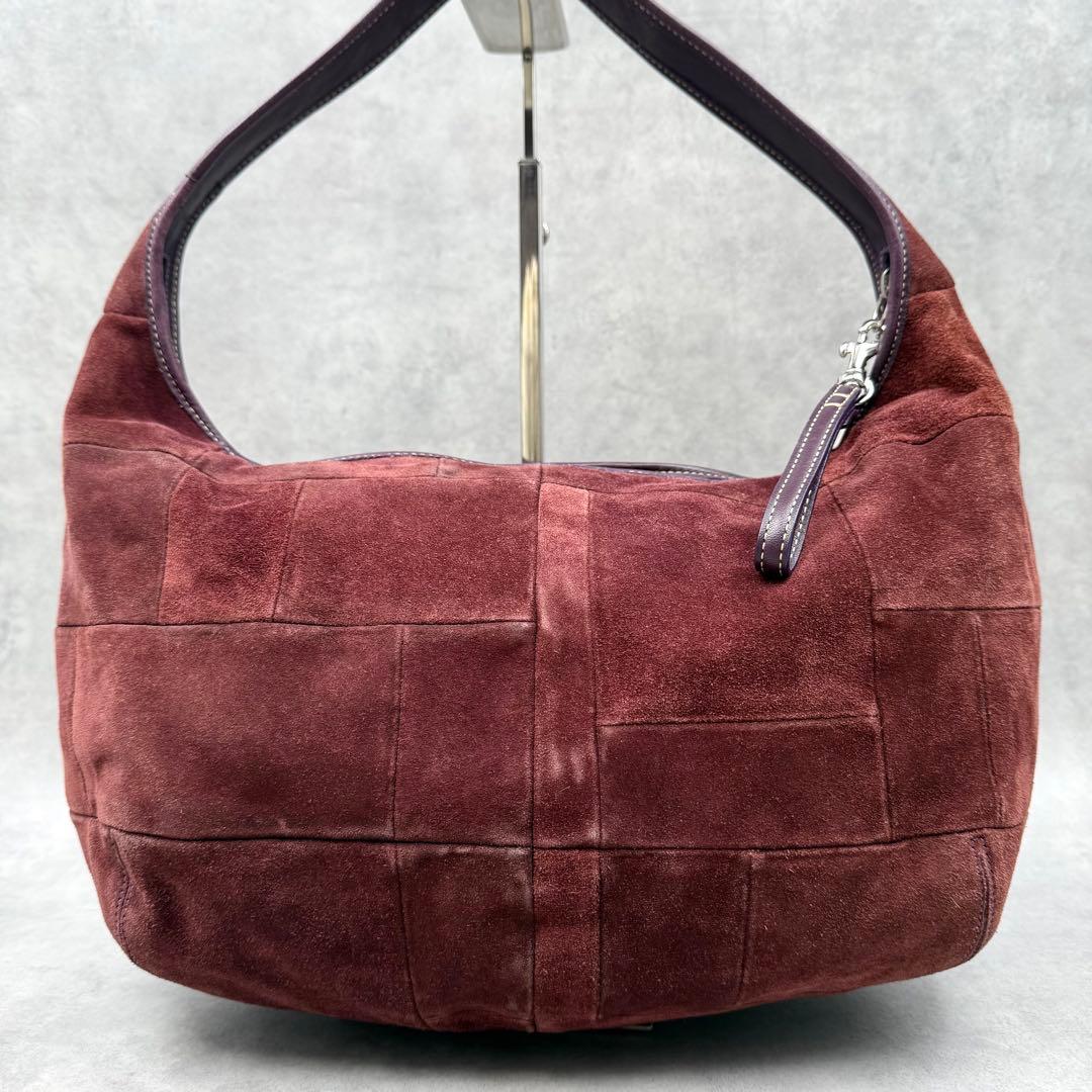 コーチ スエード エルゴ ショルダーバッグ パーチワーク ボルドー