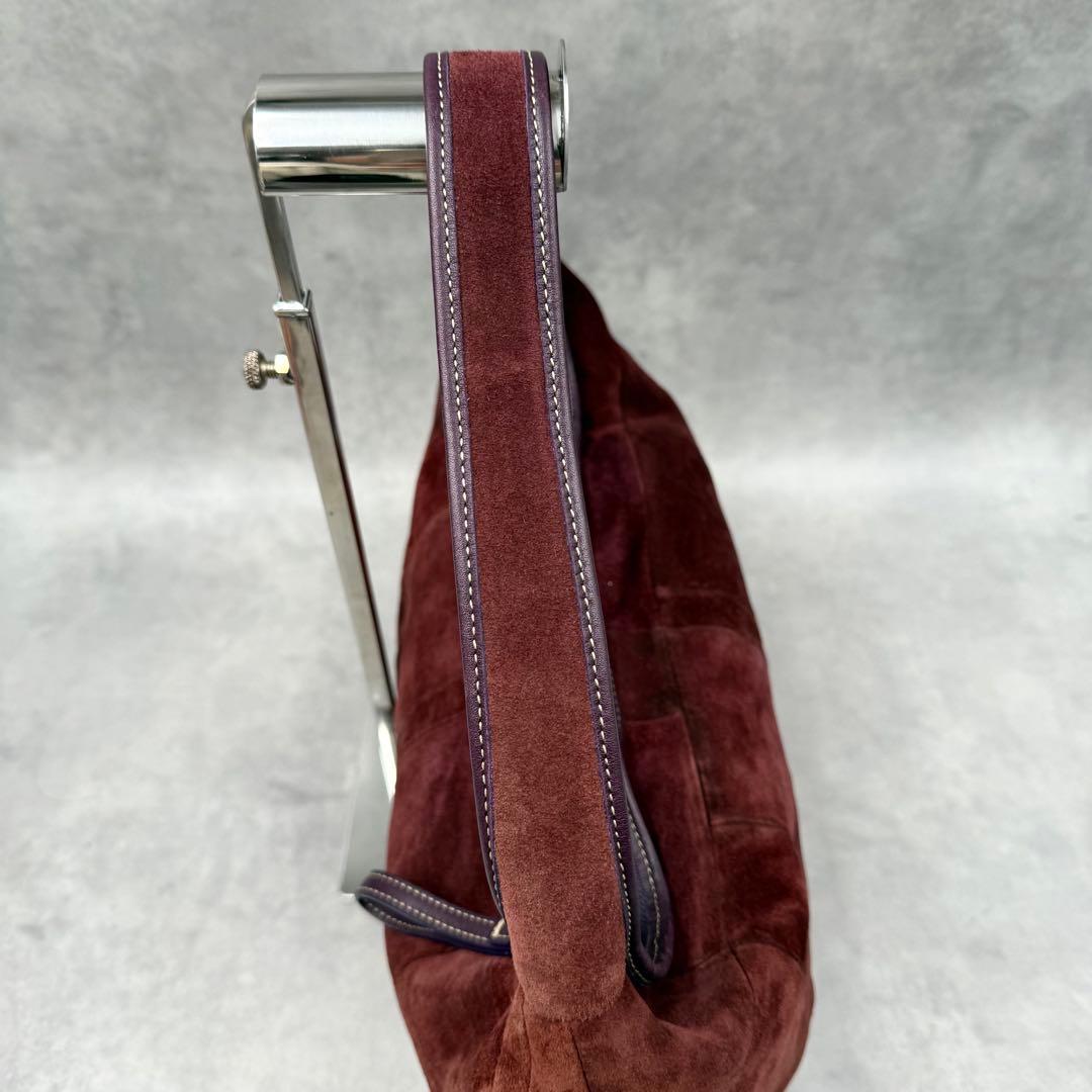 コーチ スエード エルゴ ショルダーバッグ パーチワーク ボルドー