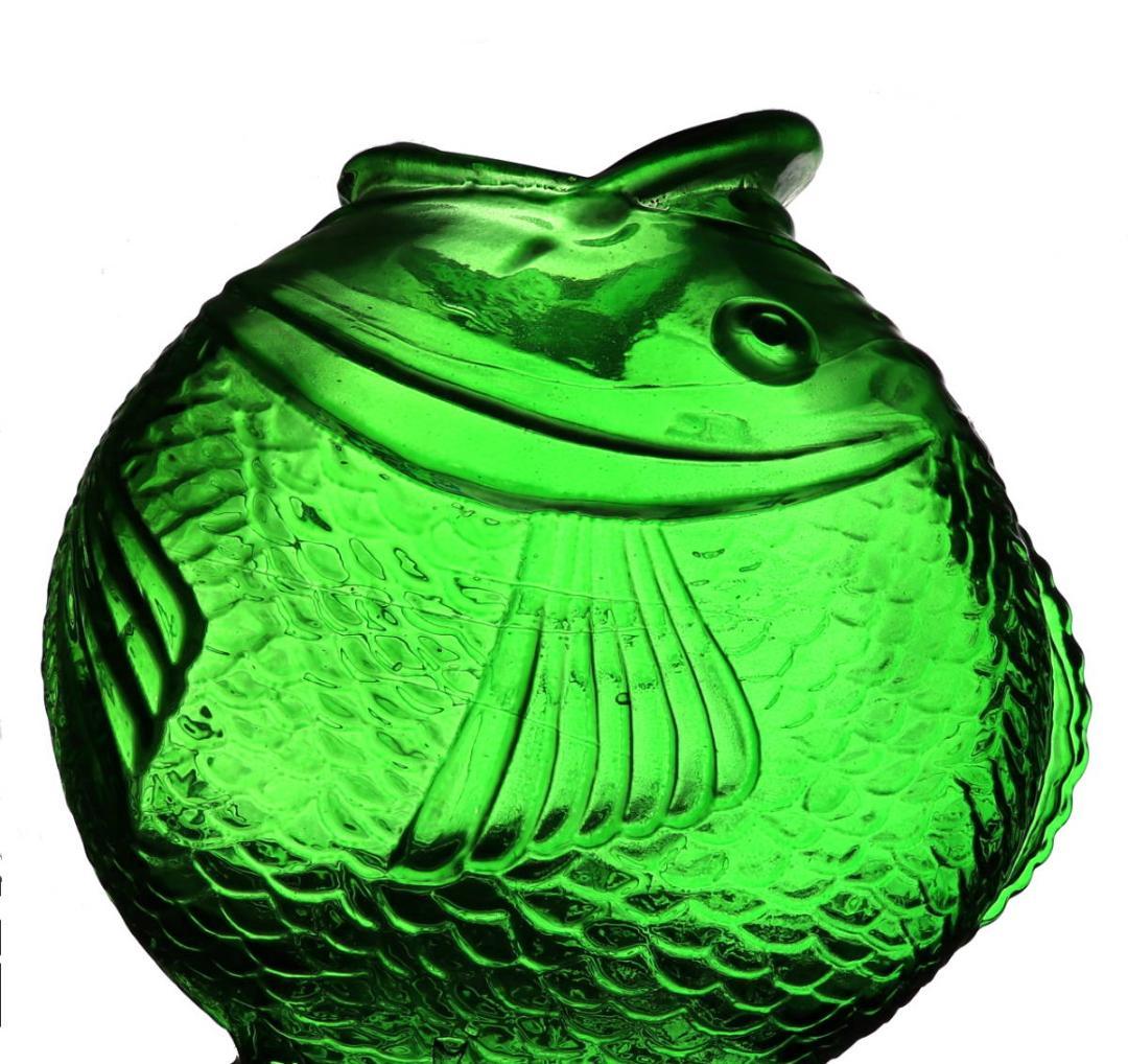 オールド・バカラ 超希少 1889年 パリ万国博覧会試作品 緑硝子 大型花瓶 魚