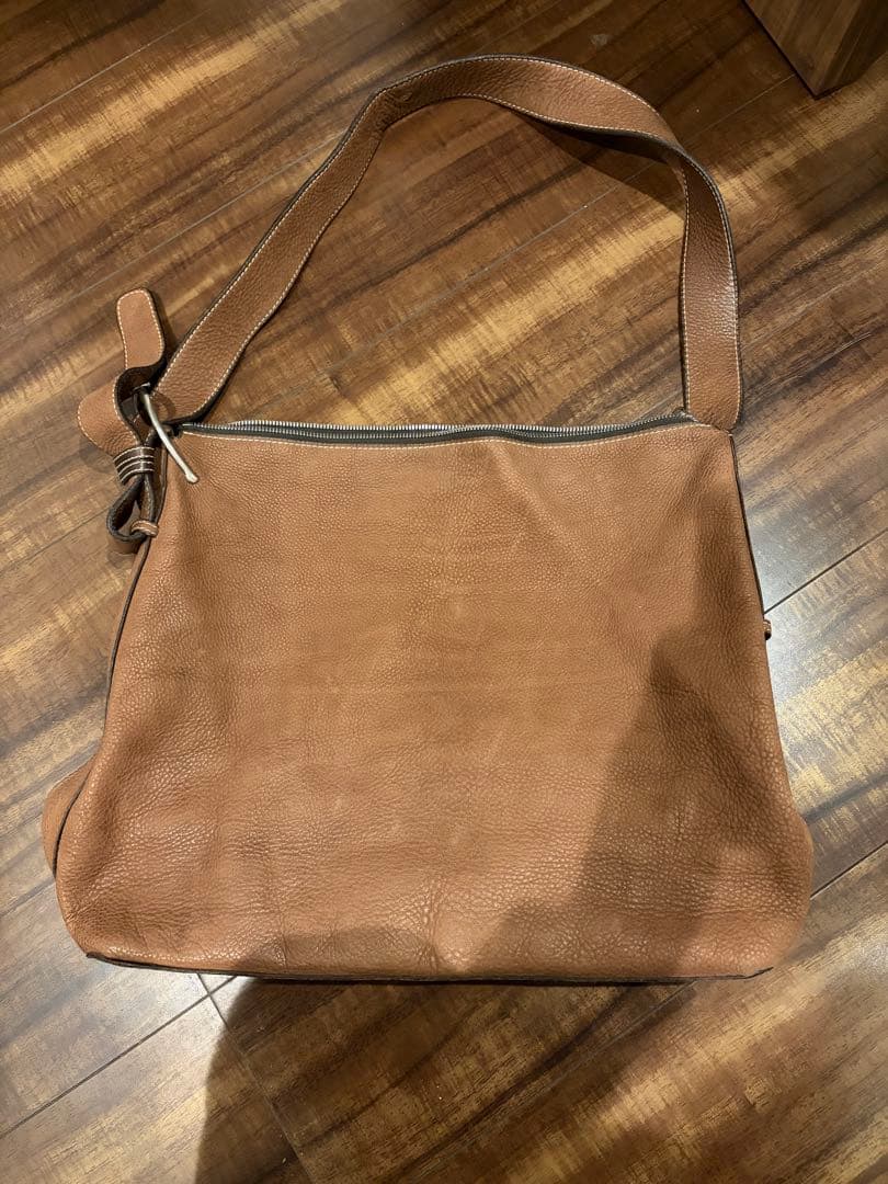 シャンボールセリエ　 ブラウン レザー ショルダーバッグ