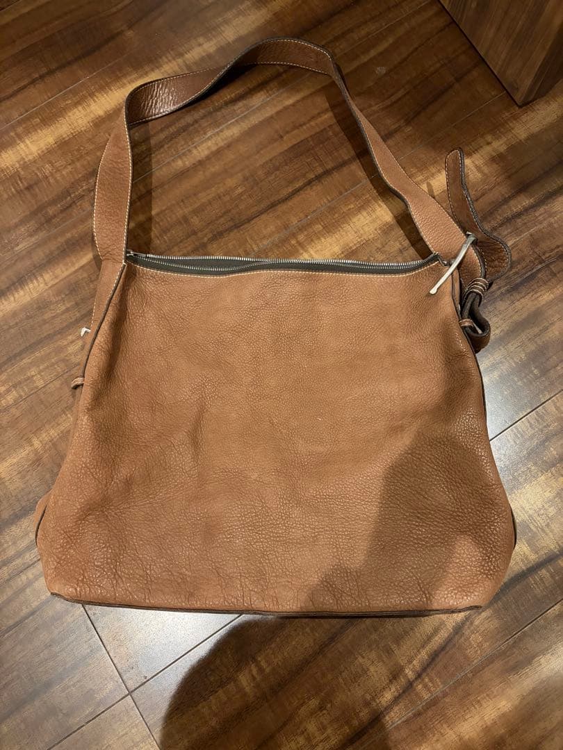 シャンボールセリエ　 ブラウン レザー ショルダーバッグ