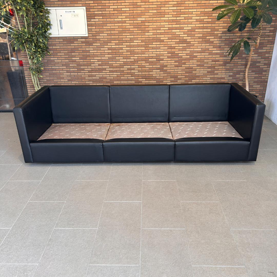 【高級名作】♥Knoll（ノル）本革 3人掛けソファ ブラック