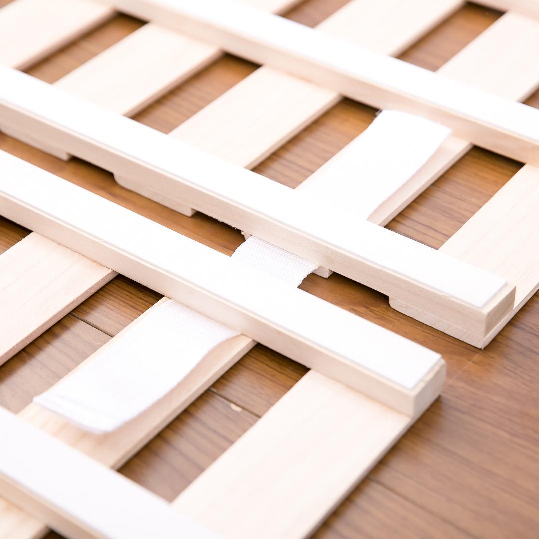 すのこベッド 折りたたみ 天然桐 四つ折り ベッドフレーム ダブル 4折桐木床