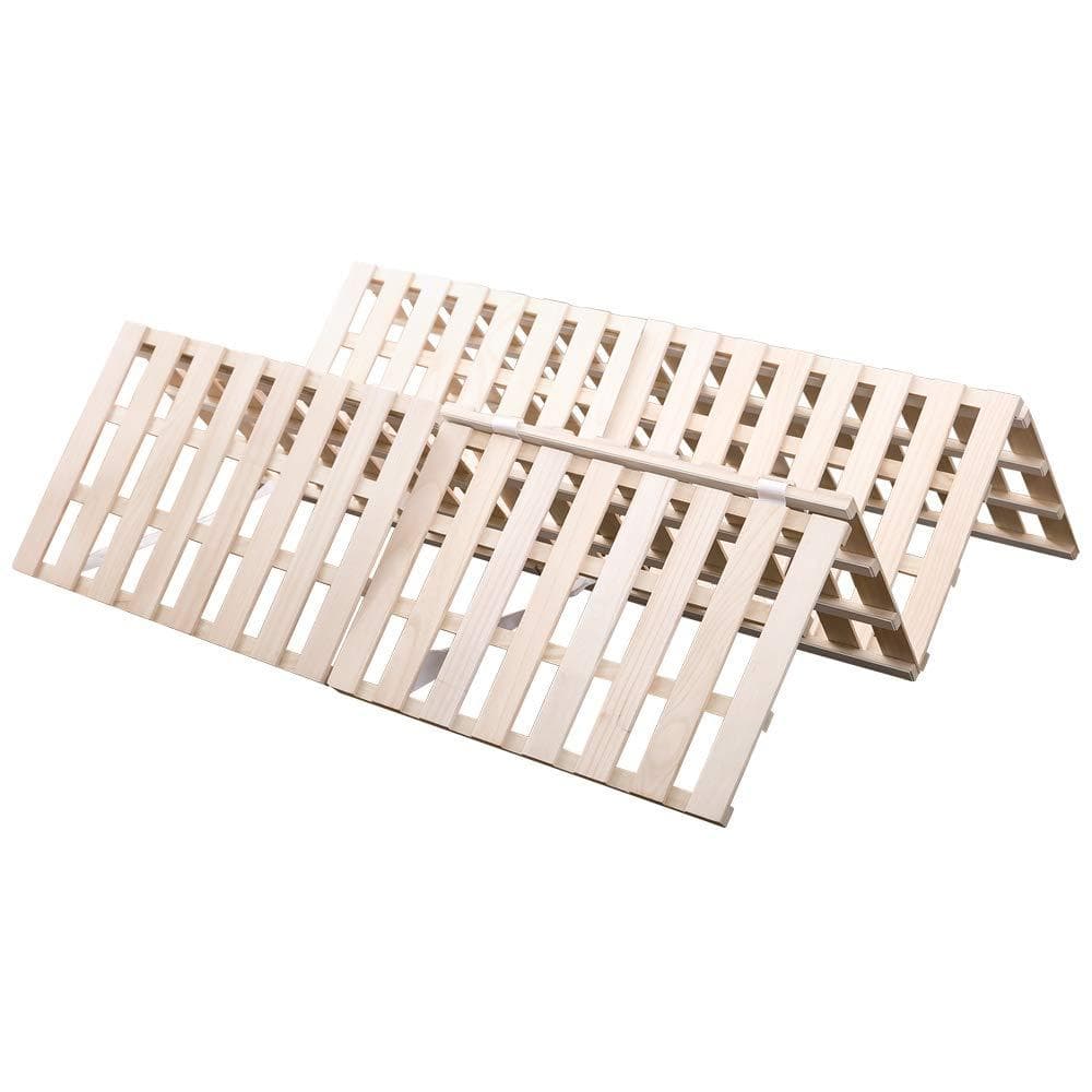 すのこベッド 折りたたみ 天然桐 四つ折り ベッドフレーム ダブル 4折桐木床