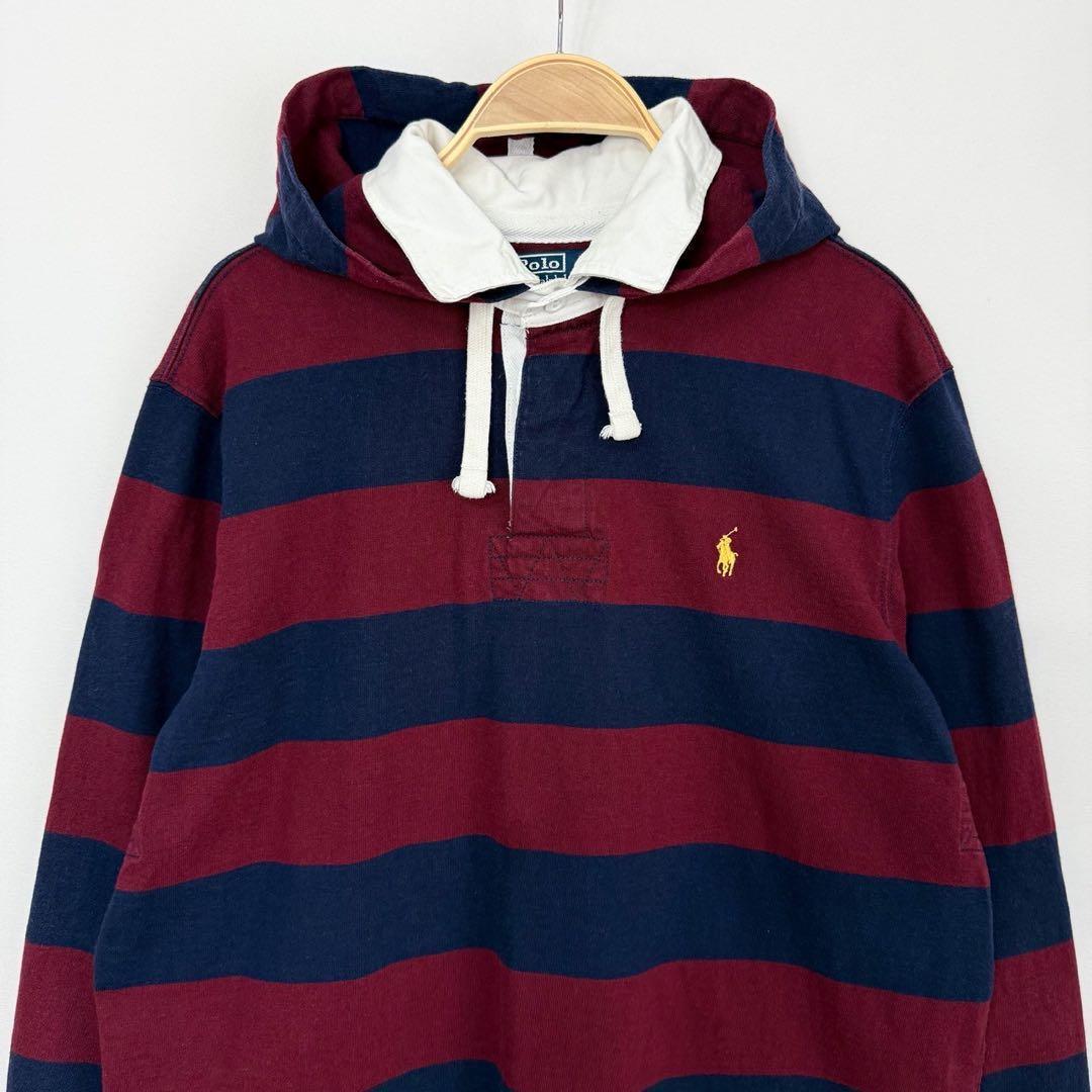 POLO Ralph Lauren ボーダーフード付 ラガーシャツ S87b