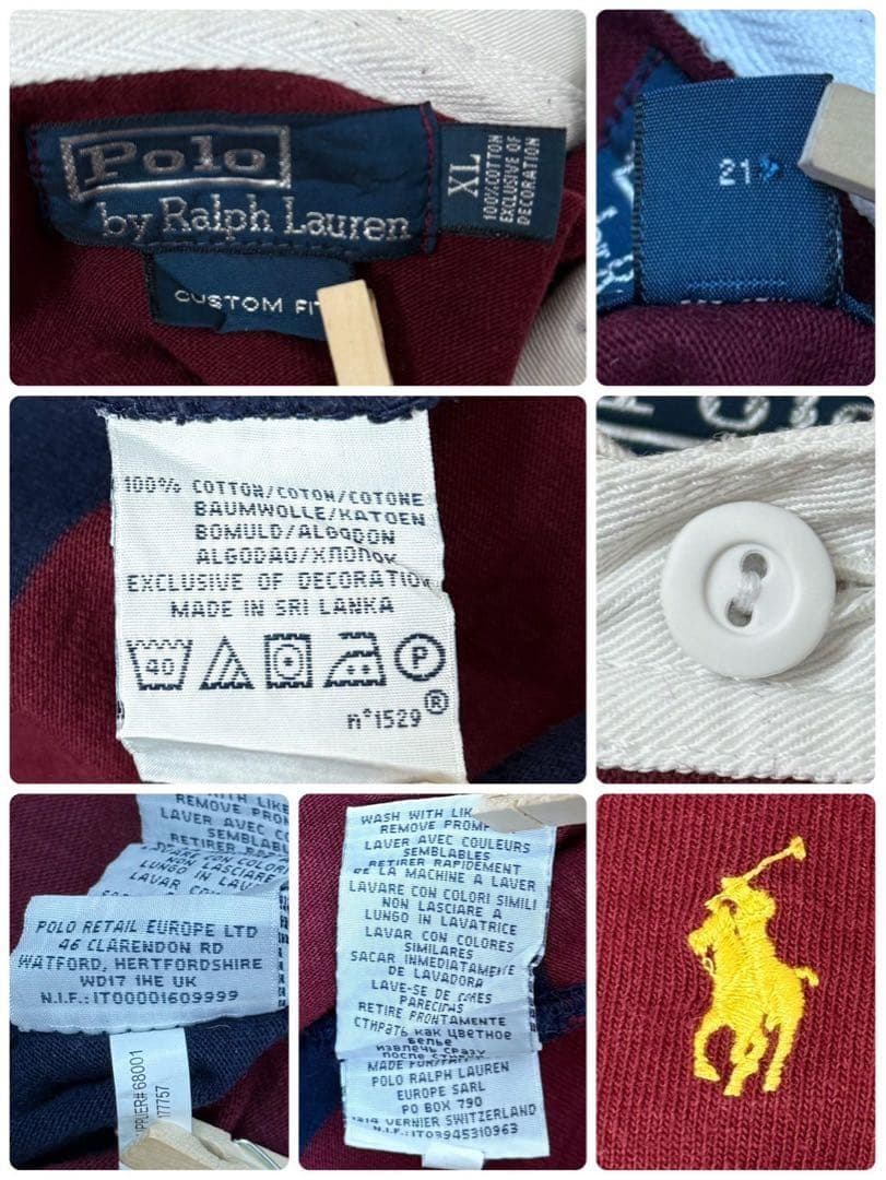 POLO Ralph Lauren ボーダーフード付 ラガーシャツ S87b