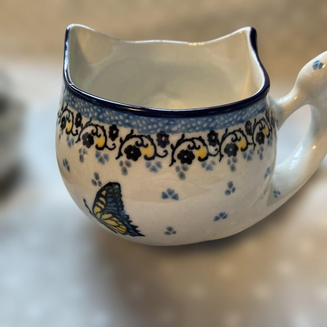 ポーリッシュポタリー　ポーランド食器　ネコ　マグ