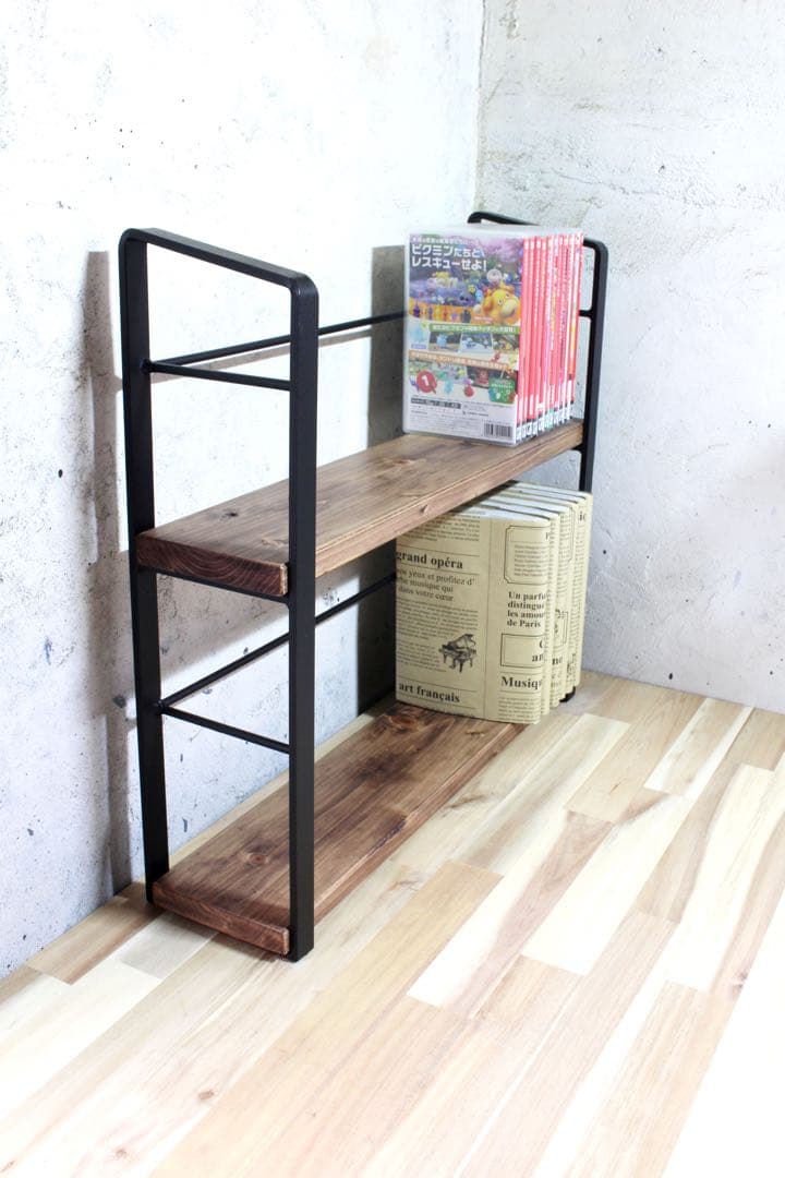 アイアン2段ブックスタンド、本棚