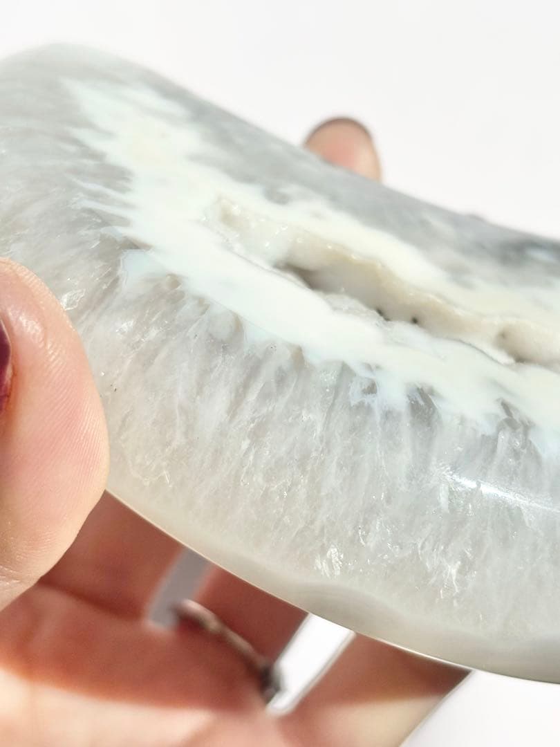 《希少・高品質✰》二回結晶の白月✧シュガークォーツ月型・台座付　クリアクォーツ