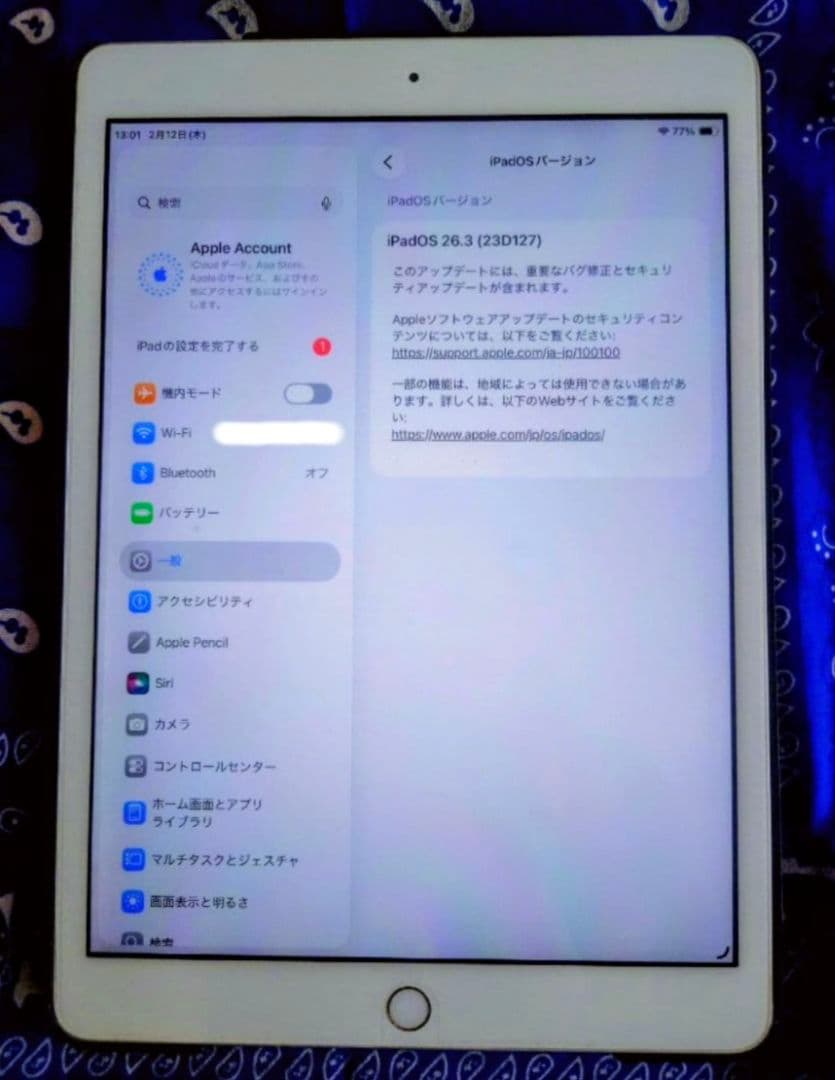 【ジャンク】 iPad 第8世代 バッテリー交換必要 OS ver.26.3