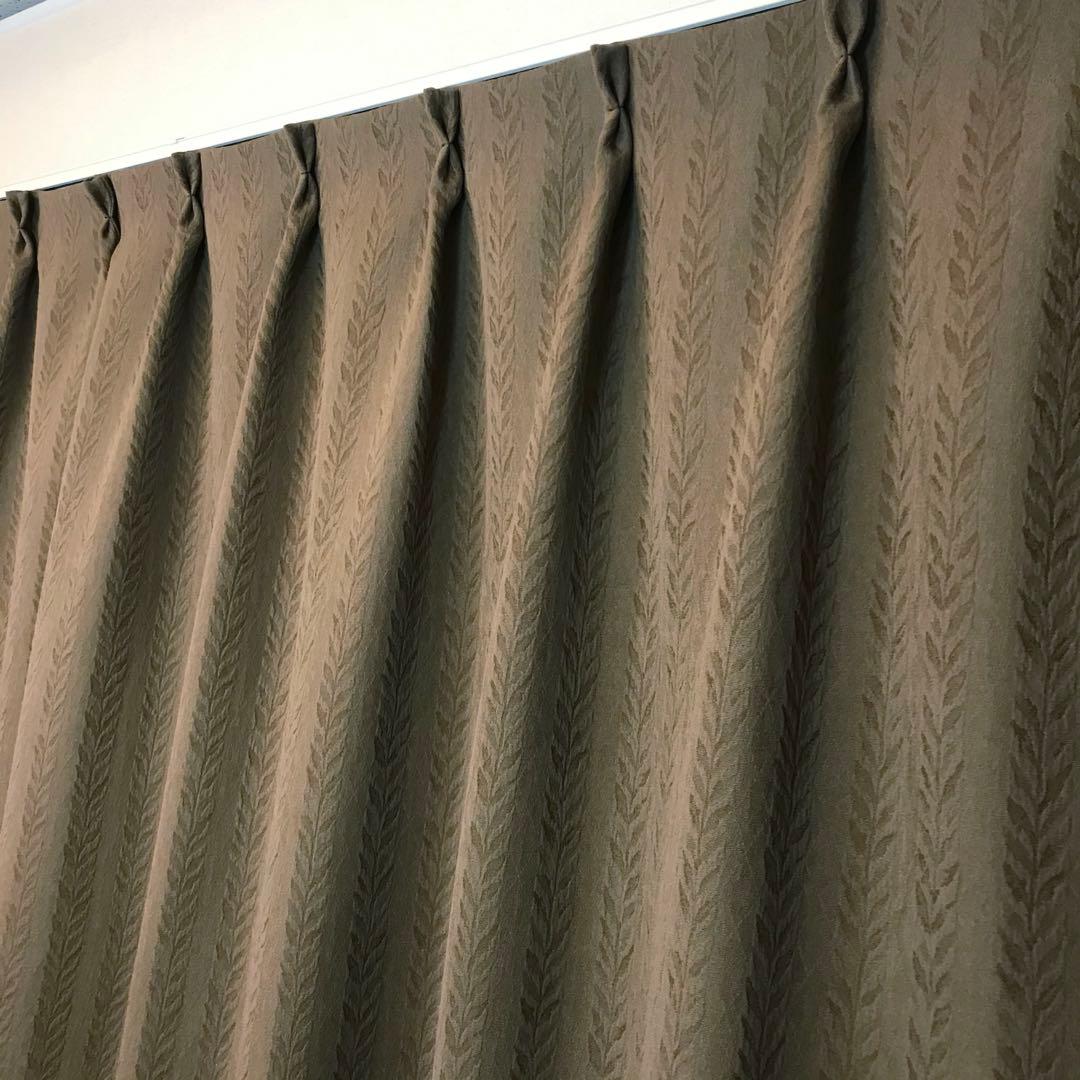 厚地カーテン　幅200cm×丈220cm 2枚　ブラウン　ロング