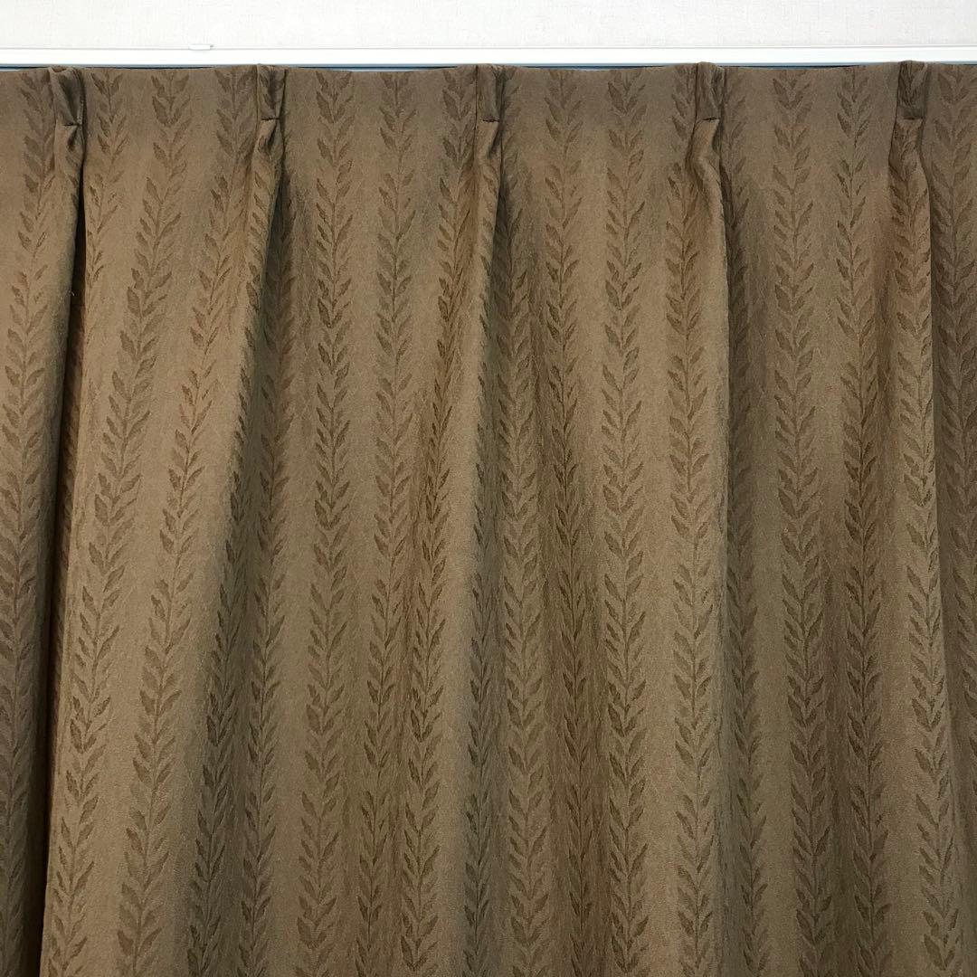 厚地カーテン　幅200cm×丈220cm 2枚　ブラウン　ロング