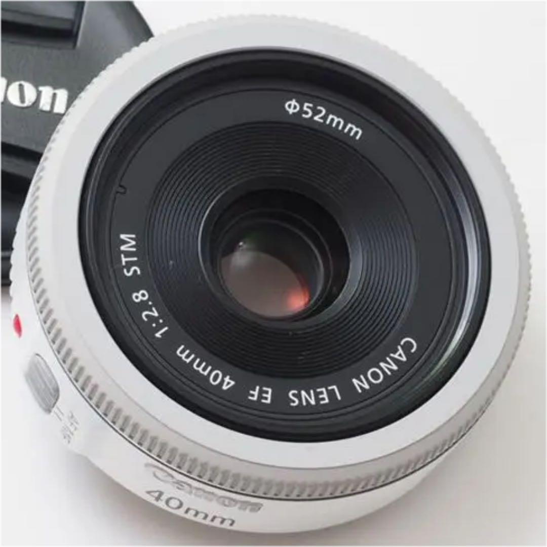 【美品】キヤノンEF40mmf2.8STM❤希少色ホワイト❤背景ぼかしの神レンズ