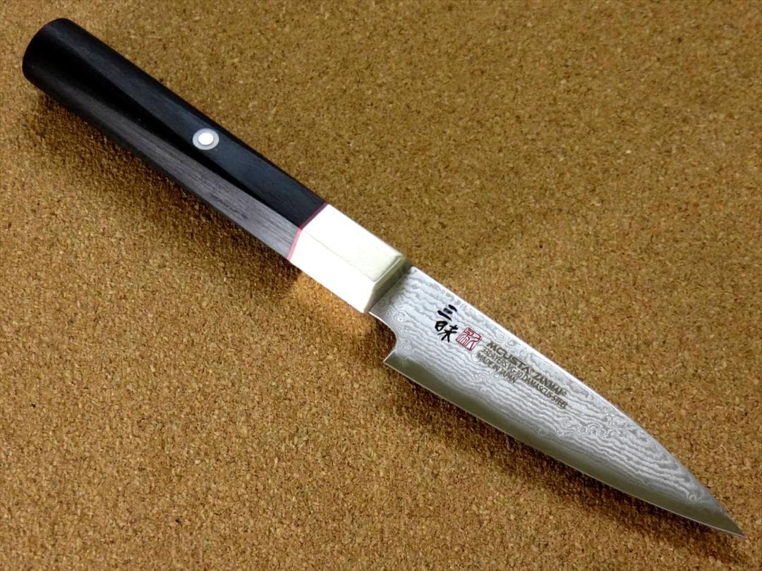 関の刃物 パーリングナイフ 90mm 三昧 ハイブリッドスプラッシュ ダマスカス