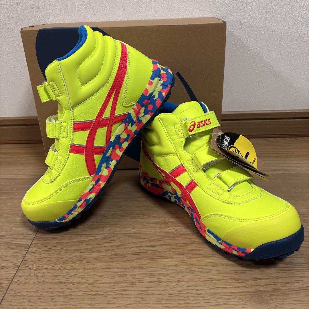 asics 蛍光イエロー ハイカット安全靴