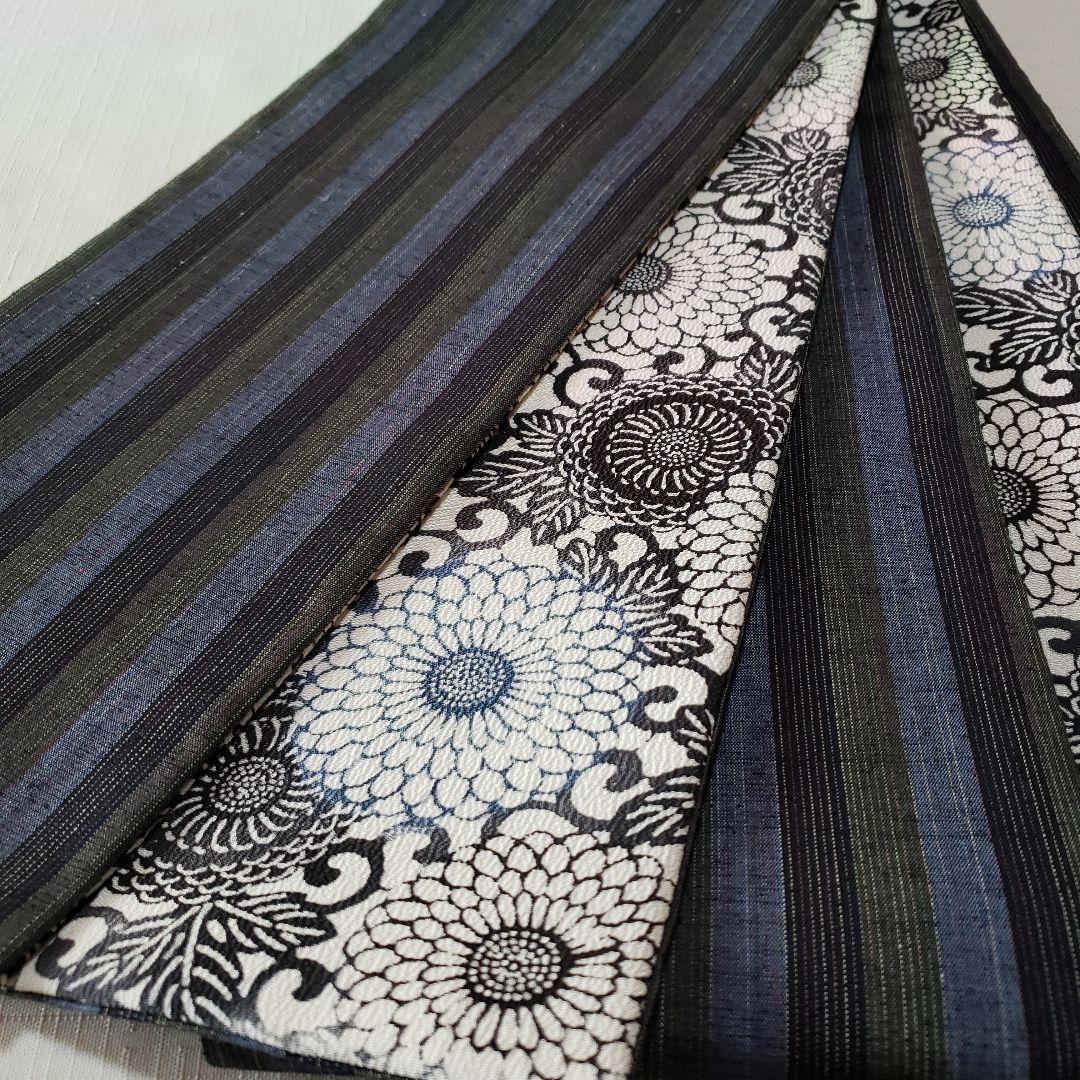 半幅帯 正絹手差し紅型調 名匠秀逸極上織紬 正絹リバーシブル