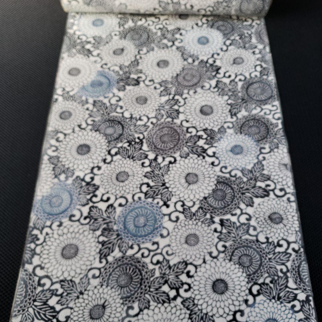 半幅帯 正絹手差し紅型調 名匠秀逸極上織紬 正絹リバーシブル