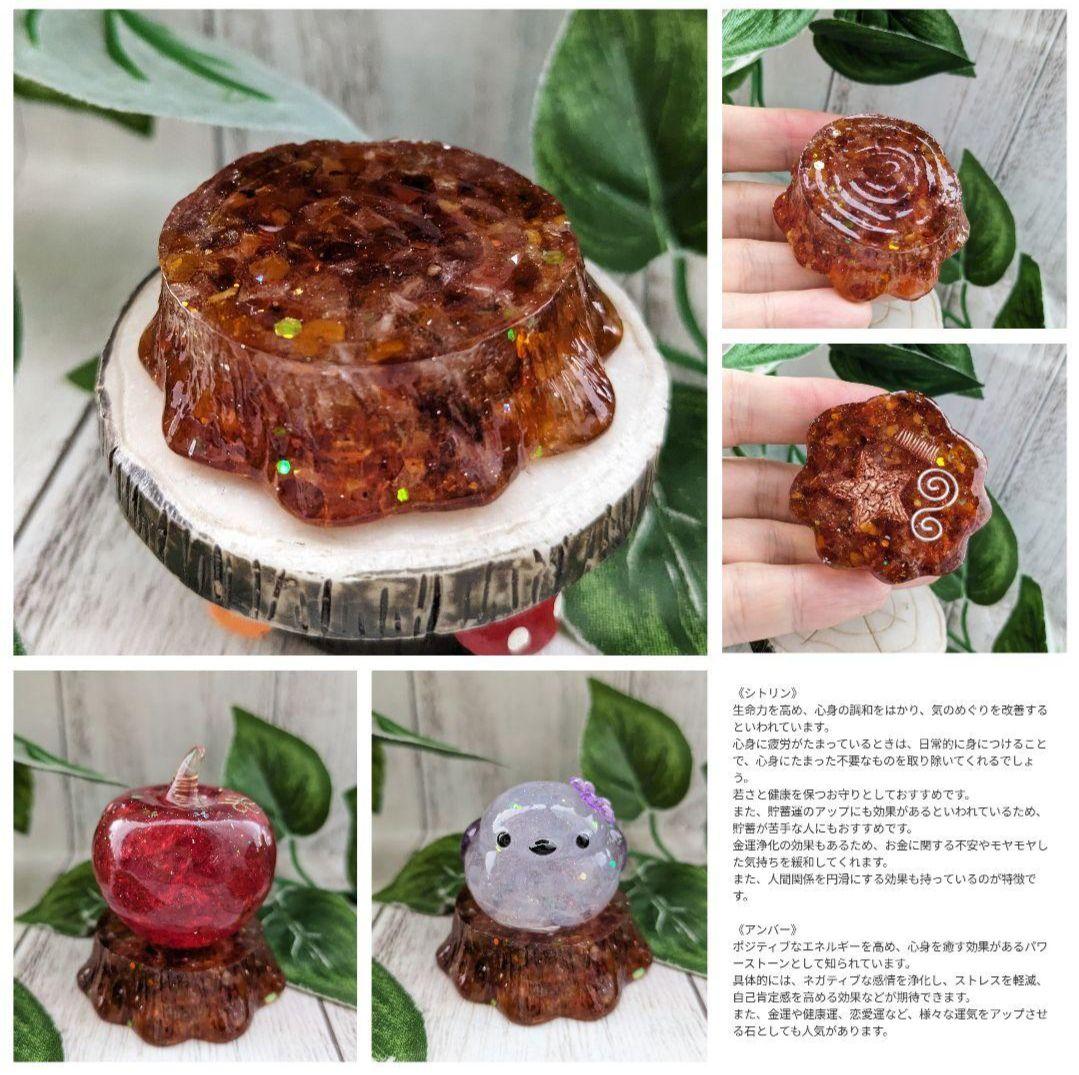 【つねりん】グリーンクォーツのリボンいっぱいツリー形オルゴ☆他５点