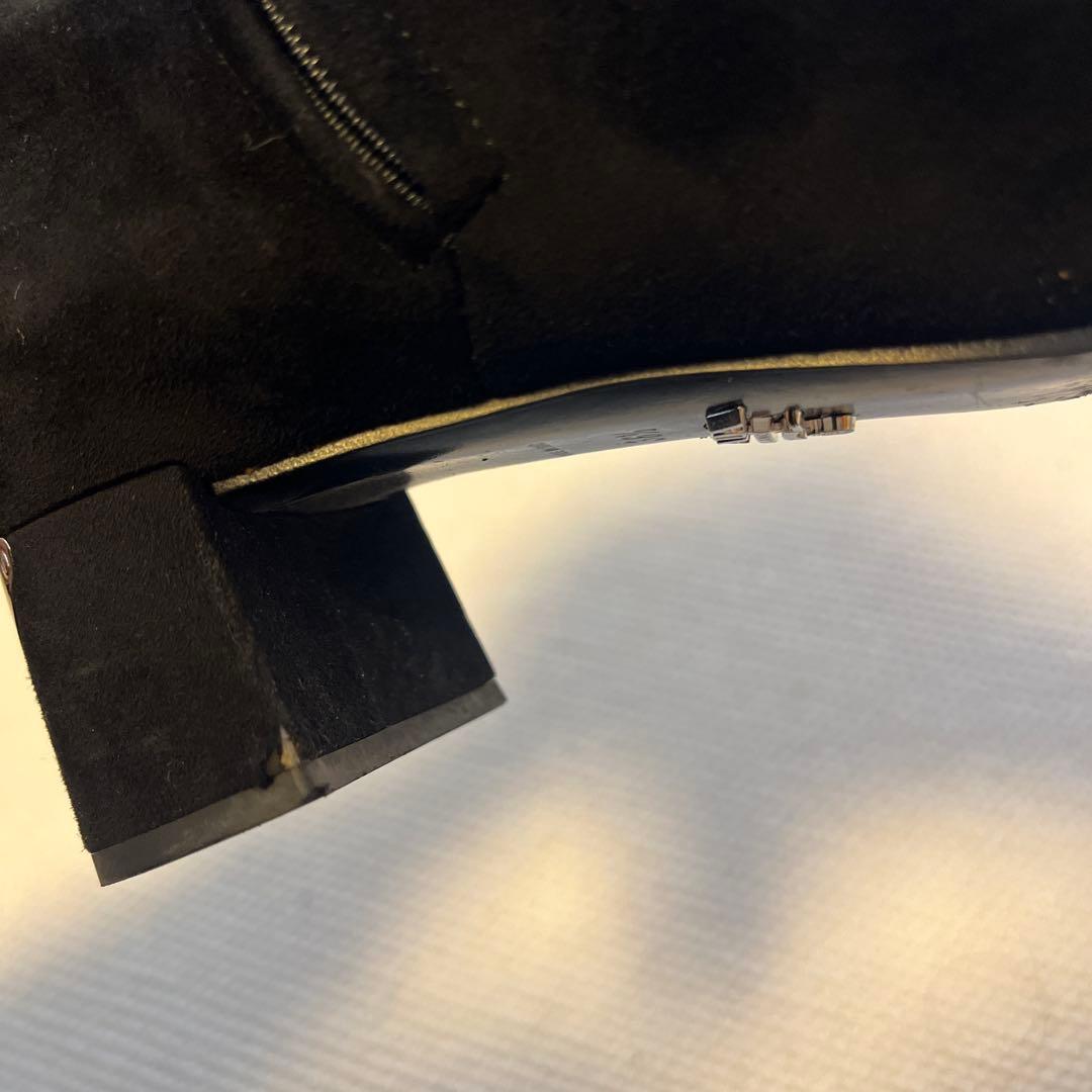 PRADA プラダ　スエードアンクルブーツ　ブラック　三角ロゴプレート