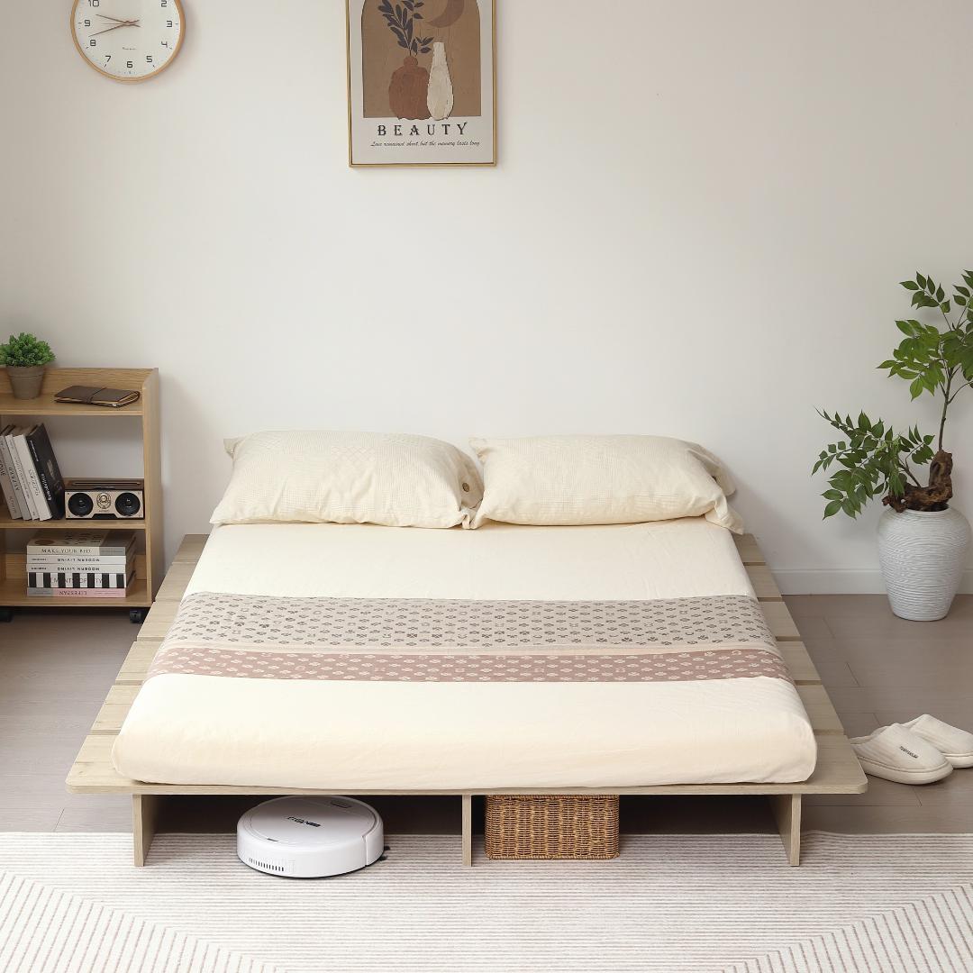 【幅120cm】ベッド　脚付き　木目調　コンパクト　NATURAL