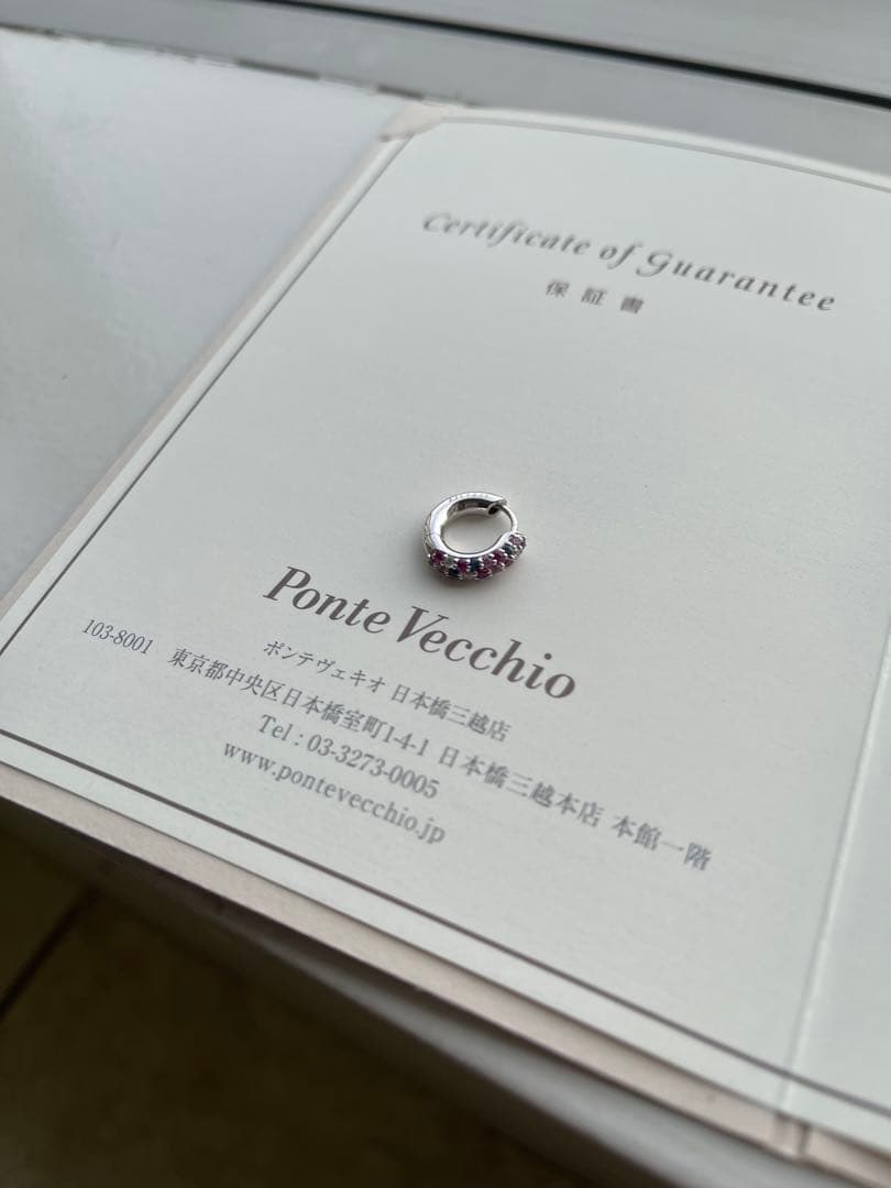 ポンテヴェキオ　ピアス　ダイヤ　フープピアス　片耳