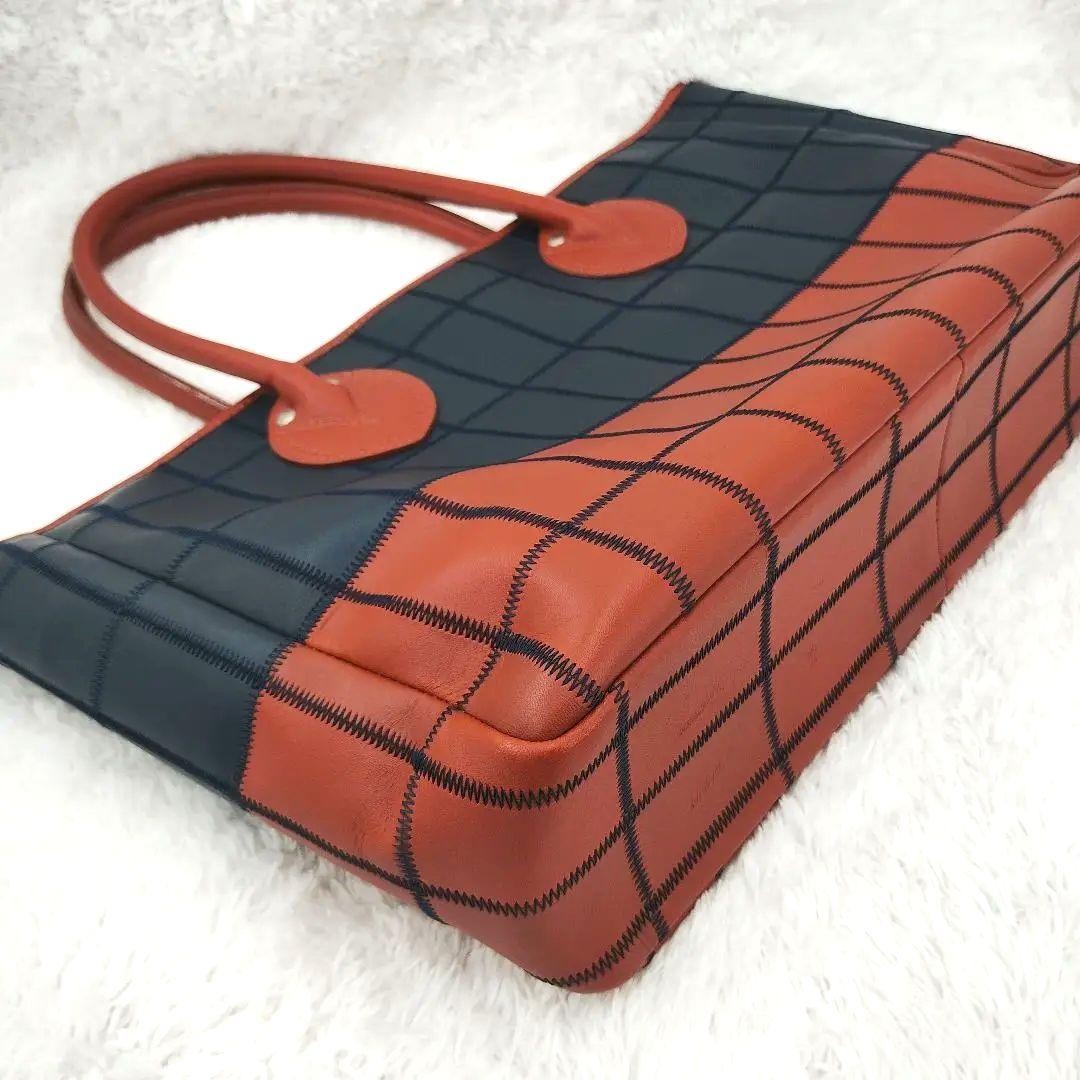 美品✨️トライオン パネルレザー トートバッグ パッチワーク レザー A4可