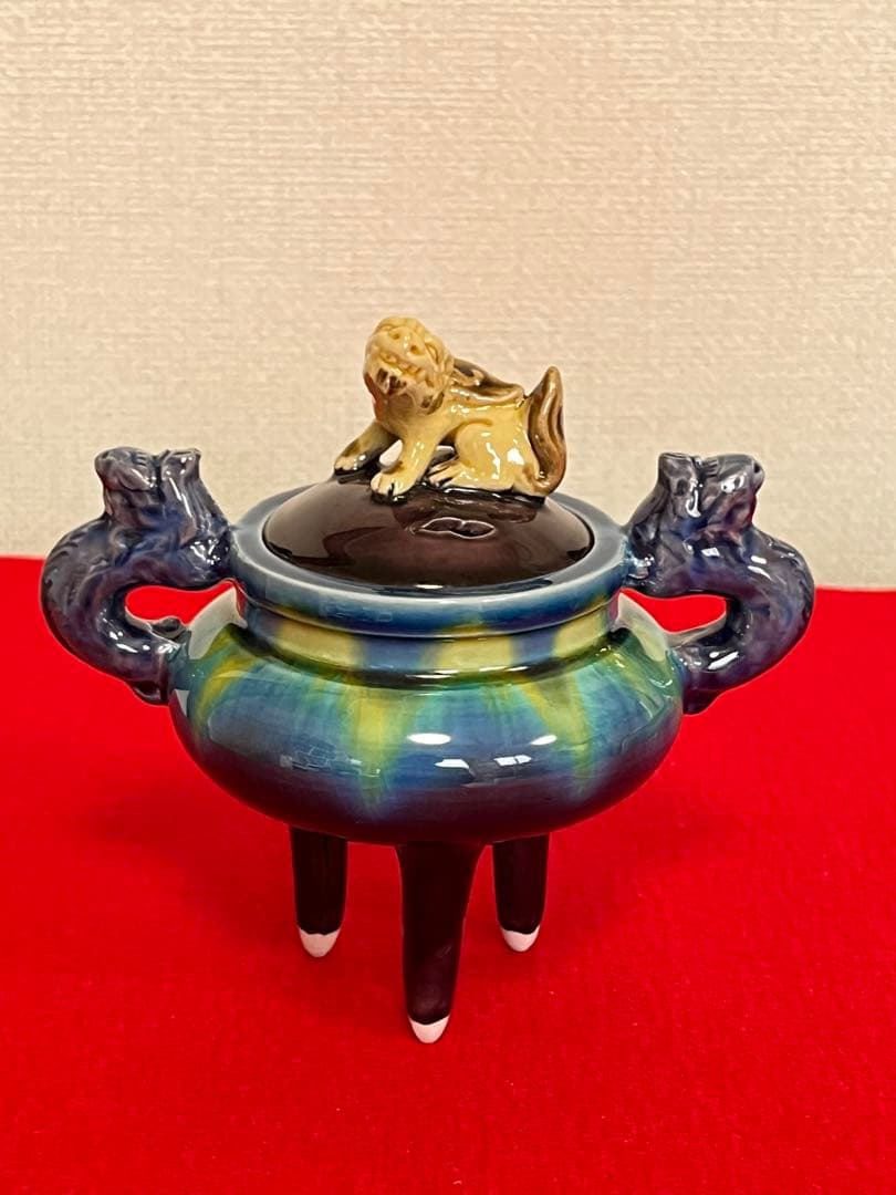 人間国宝 柳雨軒 三代 徳田八十吉(正彦銘)  彩釉 香炉 管理T148