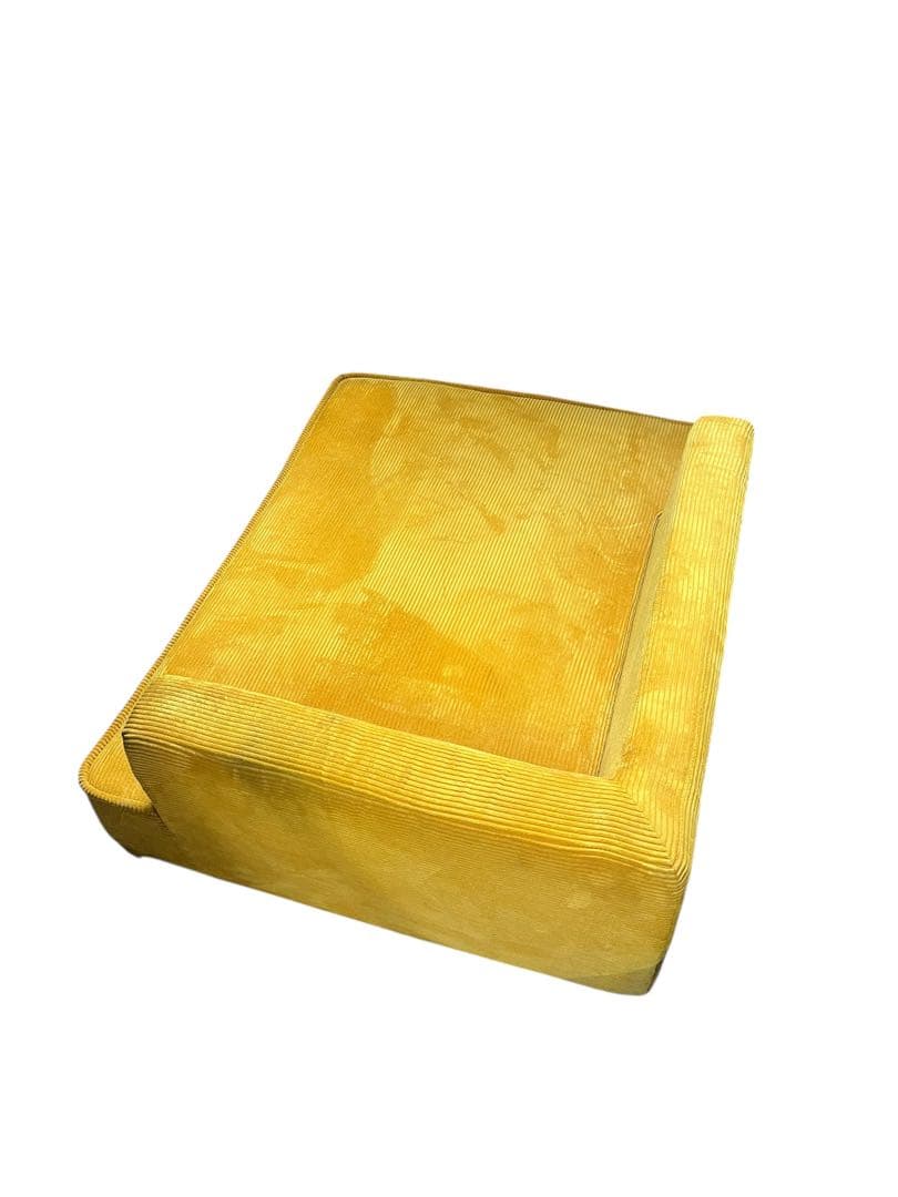 カリモク　イエロー コーナーソファ コーデュロイ