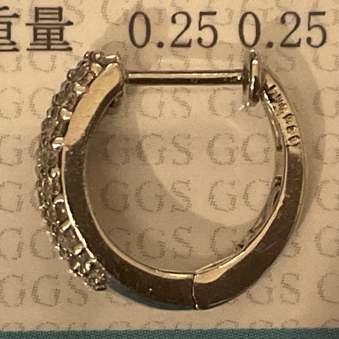 鑑別書 刻印 片方 天然ダイヤモンド0.25ct ダイヤフープピアス プラチナ