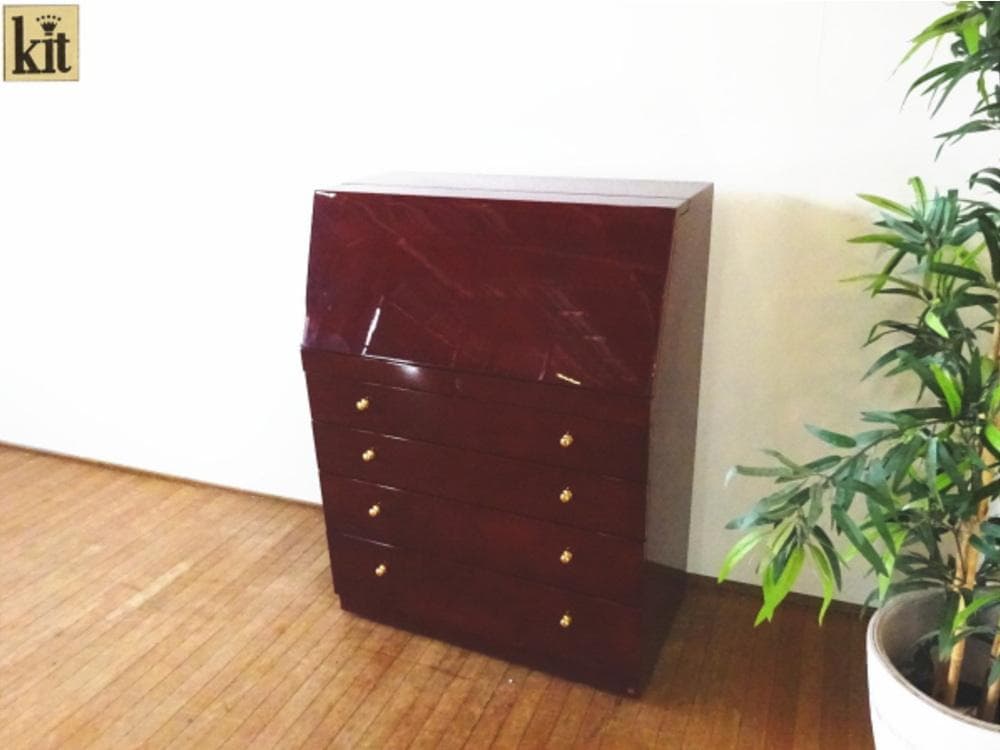 北谷家具　キットファニチャー　仔山羊革張り　ジュエリーボックス　ミラー付チェスト