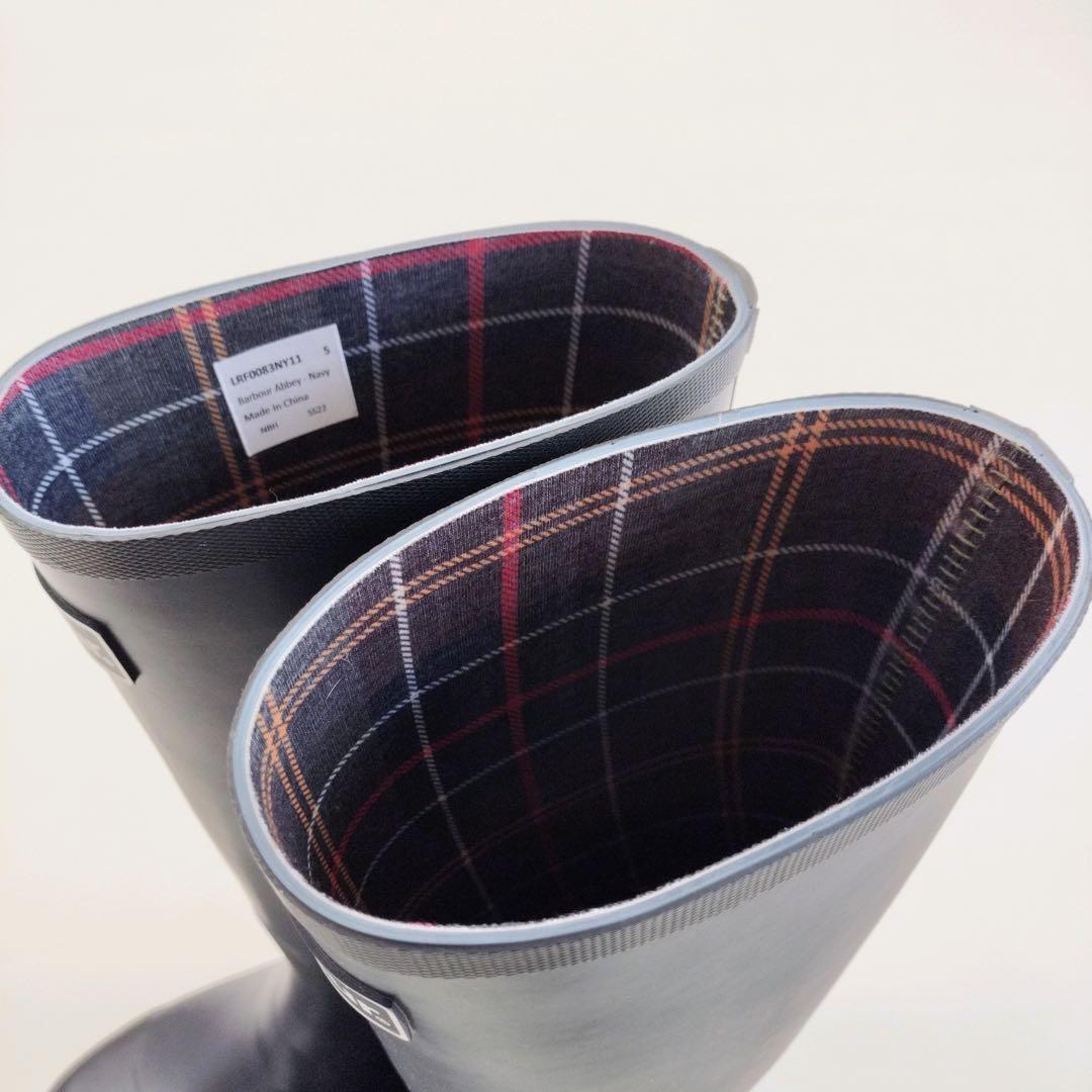 Barbour 　バブアー　レインブーツ　ブラック　チェック　黒　シューズ　5
