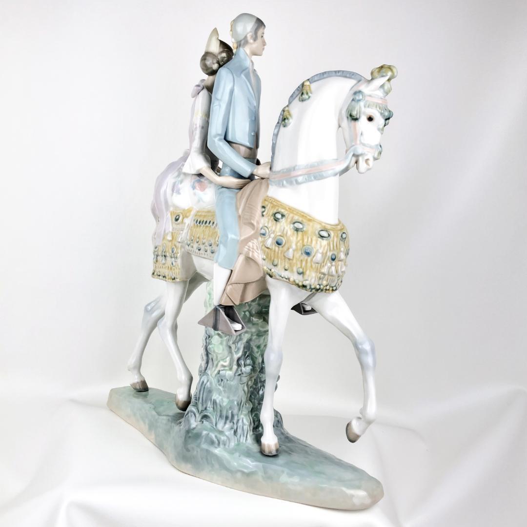 【希少・大型45cm・クリーンアップ済】リヤドロ／馬に乗ったカップル／F19-S