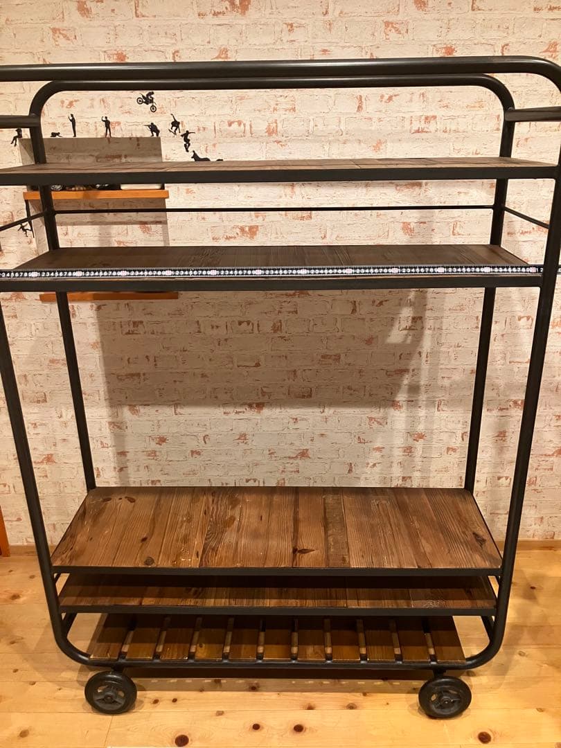 メタルラック 4段 木製棚付き