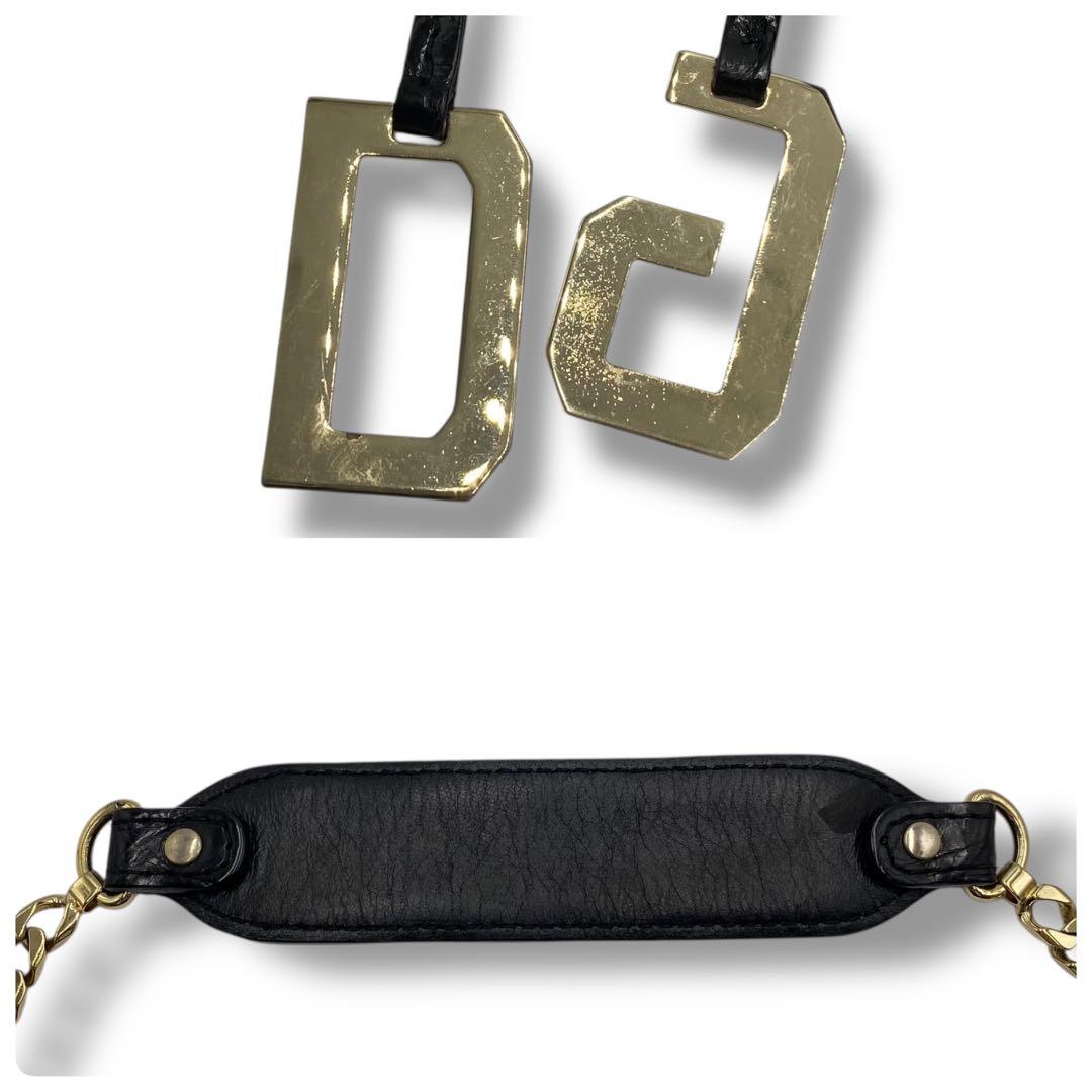 美品 ドルガバ DG 型押し チェーン バッグ Vintage Y2K 黒 ロゴ