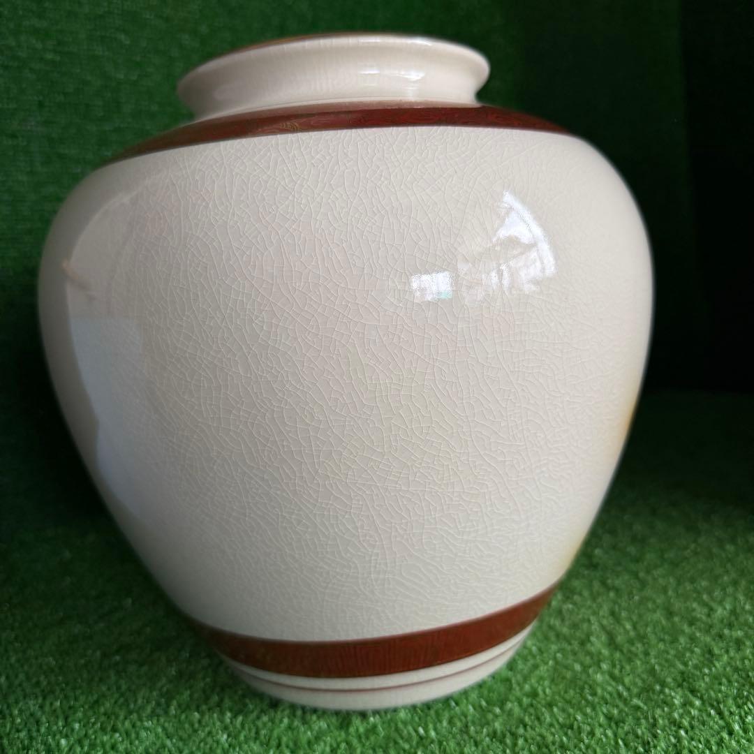 ＆【A0196】 希少 未使用保管品 当時物 九谷利治作 窯印あり 花瓶 花器