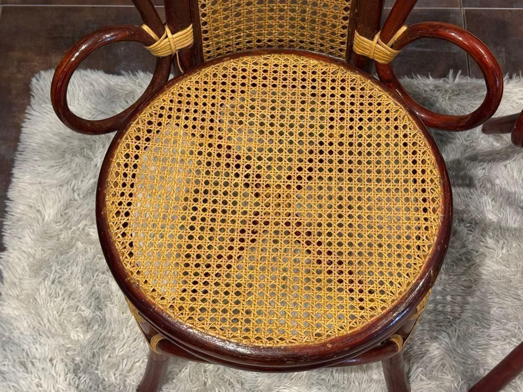 ヴィンテージ　ラタン　籐　ハイバックチェア　カゴメ編み　クラシック　2脚　RZ