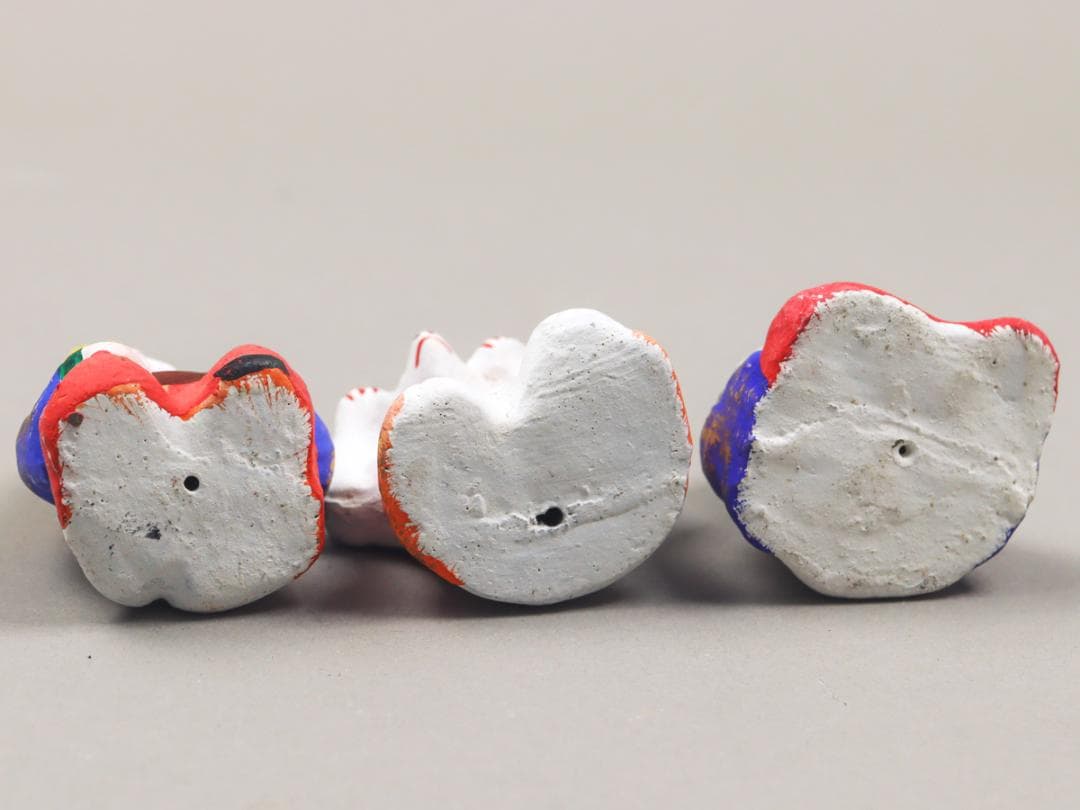 今戸焼 三すくみ 狐拳 キツネ 猟師 庄屋 土人形 置物 民芸品