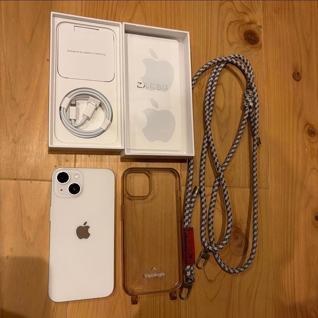 iPhone14 256GB ホワイト　topologie スマホショルダー付き