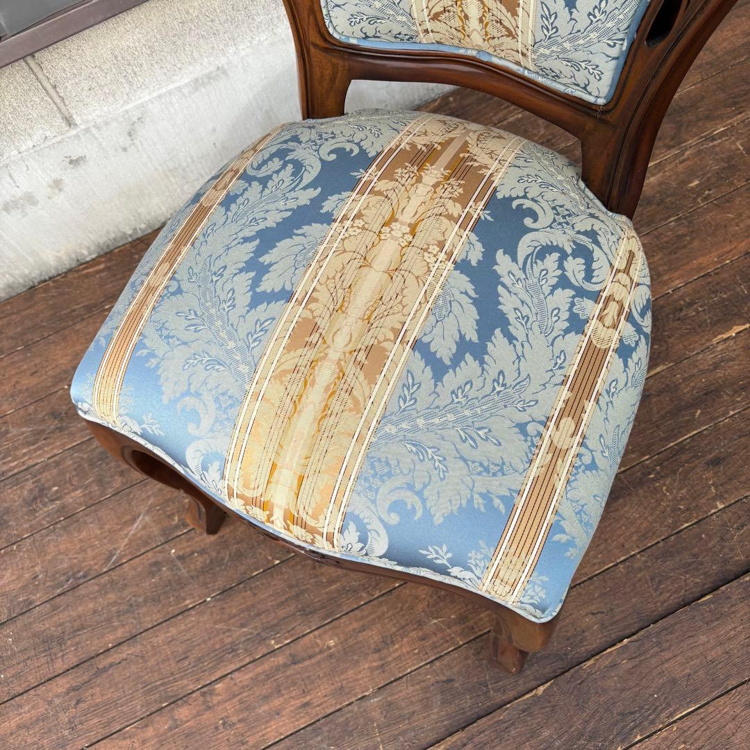 ①ビクトリアン装飾 花柄 木製ダイニングチェア 姫系 イタリア家具 アンティーク